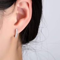 1 Pair Simple Style Shiny Round Plating Inlay Brass Zircon 18K Gold Plated White Gold Plated Hoop Earrings main image 8