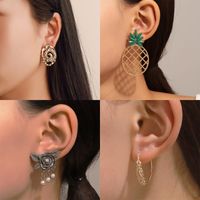 Vintage Style Vacation Streetwear Geometric Leaf Flower Alloy Metal Brass Inlay Rhinestones Zircon 18k Gold Plated Gold Plated Silver Plated Women's Earrings main image 5