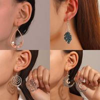Vintage Style Vacation Streetwear Geometric Leaf Flower Alloy Metal Brass Inlay Rhinestones Zircon 18k Gold Plated Gold Plated Silver Plated Women's Earrings main image 4
