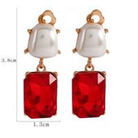 1 Pair Elegant Classical Square Copper Plating Inlay Artificial Gemstones Gold Plated Ear Clips main image 4
