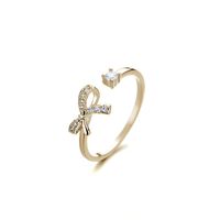 Simple Style Butterfly Copper Butterfly Inlay Zircon Open Ring sku image 3