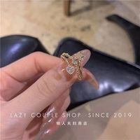 Simple Style Butterfly Copper Butterfly Inlay Zircon Open Ring sku image 20