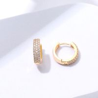 1 Pair Shiny Round Copper Plating Inlay Artificial Rhinestones Gold Plated Silver Plated Hoop Earrings main image 1