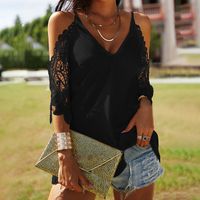 Women's Blouse Sleeveless Blouses Hollow Out Casual Solid Color main image 4