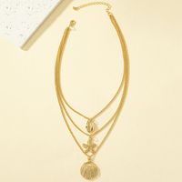 Wholesale Jewelry Hip-hop Beach Starfish Shell Alloy Pendant Necklace main image 4