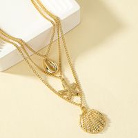 Wholesale Jewelry Hip-hop Beach Starfish Shell Alloy Pendant Necklace main image 1