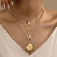 Wholesale Jewelry Hip-hop Beach Starfish Shell Alloy Pendant Necklace main image 5