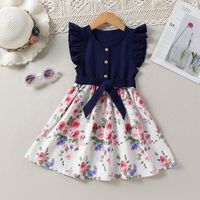 Casual Cute Flower Patchwork Cotton Girls Dresses main image 3