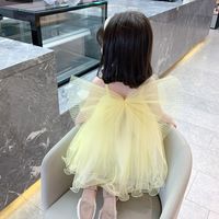 Cute Solid Color Layered Cotton Blend Girls Dresses sku image 6