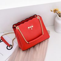 Women's Medium Pu Leather Solid Color Classic Style Square Zipper Crossbody Bag sku image 1