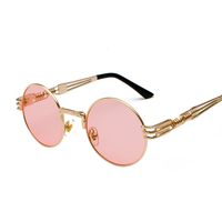 Casual Retro Solid Color Ac Round Frame Full Frame Women's Sunglasses sku image 25