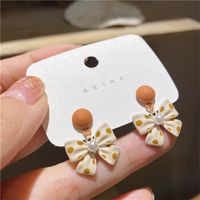Modern Style Sweet Bow Knot Imitation Pearl Alloy Plating Women's Drop Earrings sku image 2