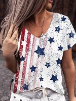 Mujeres Camiseta De Manga Corta Manga Corta Camisetas Impresión Ropa De Calle Bandera Estadounidense main image 5