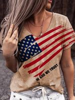 Women's T-shirt Short Sleeve T-shirts Printing Streetwear American Flag main image 3