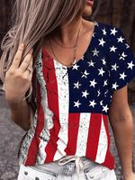 Women's T-shirt Short Sleeve T-shirts Printing Streetwear American Flag main image 2