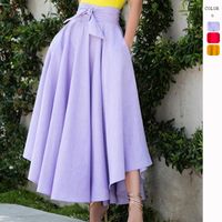 Summer Casual Vintage Style Solid Color Polyester Maxi Long Dress Skirts main image 6
