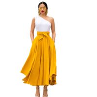 Summer Casual Vintage Style Solid Color Polyester Maxi Long Dress Skirts main image 3