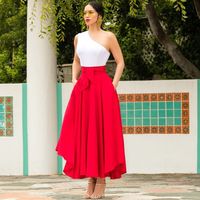 Summer Casual Vintage Style Solid Color Polyester Maxi Long Dress Skirts main image 2