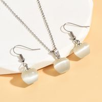 Simple Style Apple Stainless Steel Stone Earrings Necklace main image 3