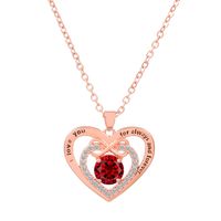 Titanium Steel Copper Glam Hollow Out Heart Shape Crystal Zircon Pendant Necklace sku image 26