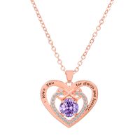 Titanium Steel Copper Glam Hollow Out Heart Shape Crystal Zircon Pendant Necklace sku image 27