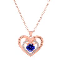 Titanium Steel Copper Glam Hollow Out Heart Shape Crystal Zircon Pendant Necklace sku image 31