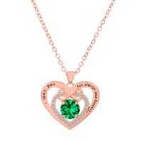 Titanium Steel Copper Glam Hollow Out Heart Shape Crystal Zircon Pendant Necklace sku image 33
