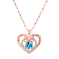 Titanium Steel Copper Glam Hollow Out Heart Shape Crystal Zircon Pendant Necklace sku image 34