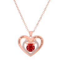 Acero Titanio Cobre Glamour Ahuecar Forma De Corazón Cristal Circón Collar Colgante sku image 32