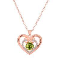Titanium Steel Copper Glam Hollow Out Heart Shape Crystal Zircon Pendant Necklace sku image 36