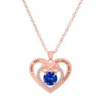 Titanium Steel Copper Glam Hollow Out Heart Shape Crystal Zircon Pendant Necklace sku image 34