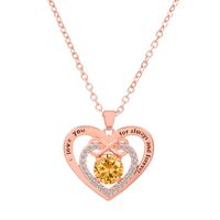 Titanium Steel Copper Glam Hollow Out Heart Shape Crystal Zircon Pendant Necklace sku image 39