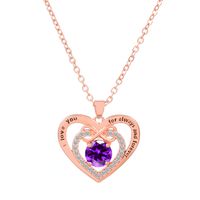Titanium Steel Copper Glam Hollow Out Heart Shape Crystal Zircon Pendant Necklace sku image 40