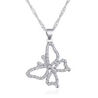 Titanium Steel Copper Glam Hollow Out Heart Shape Crystal Zircon Pendant Necklace sku image 28