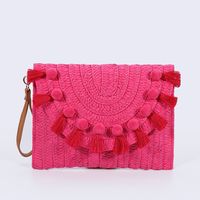 Women's Straw Solid Color Streetwear Square Magnetic Buckle Crossbody Bag sku image 4