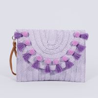 Women's Straw Solid Color Streetwear Square Magnetic Buckle Crossbody Bag sku image 6