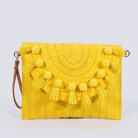 Women's Straw Solid Color Streetwear Square Magnetic Buckle Crossbody Bag sku image 7