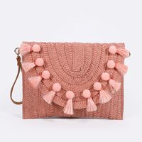Women's Straw Solid Color Streetwear Square Magnetic Buckle Crossbody Bag sku image 8