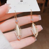 Glam Simple Style Round Alloy Inlay Zircon Women's Drop Earrings main image 3