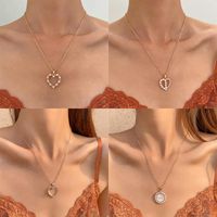 Titanium Steel Copper Glam Hollow Out Heart Shape Crystal Zircon Pendant Necklace main image 4
