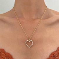 Titanium Steel Copper Glam Hollow Out Heart Shape Crystal Zircon Pendant Necklace main image 8