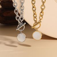 Wholesale Elegant Simple Style Round 304 Stainless Steel Toggle Plating Inlay Shell Necklace main image 1