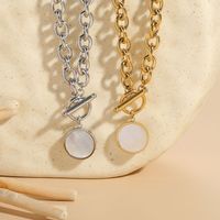 Wholesale Elegant Simple Style Round 304 Stainless Steel Toggle Plating Inlay Shell Necklace main image 9