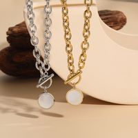 Wholesale Elegant Simple Style Round 304 Stainless Steel Toggle Plating Inlay Shell Necklace main image 7