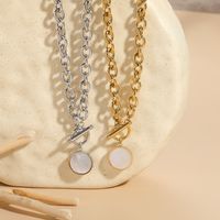 Wholesale Elegant Simple Style Round 304 Stainless Steel Toggle Plating Inlay Shell Necklace main image 8
