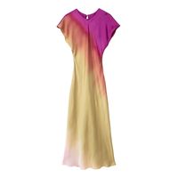 Women's A-line Skirt Elegant Round Neck Printing Sleeveless Tie Dye Gradient Color Maxi Long Dress Date sku image 3