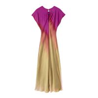 Women's A-line Skirt Elegant Round Neck Printing Sleeveless Tie Dye Gradient Color Maxi Long Dress Date main image 4