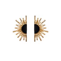 Retro Sun Alloy Metal Enamel Plating Gold Plated Silver Plated Women's Ear Studs sku image 1