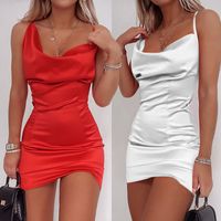 Femmes Robe Régulière Sexy Col En V Impression Sans Manches Couleur Unie Mini-robe Courte Rue main image 1