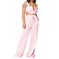 Women's Casual Solid Color Polyester Backless Pants Sets sku image 8